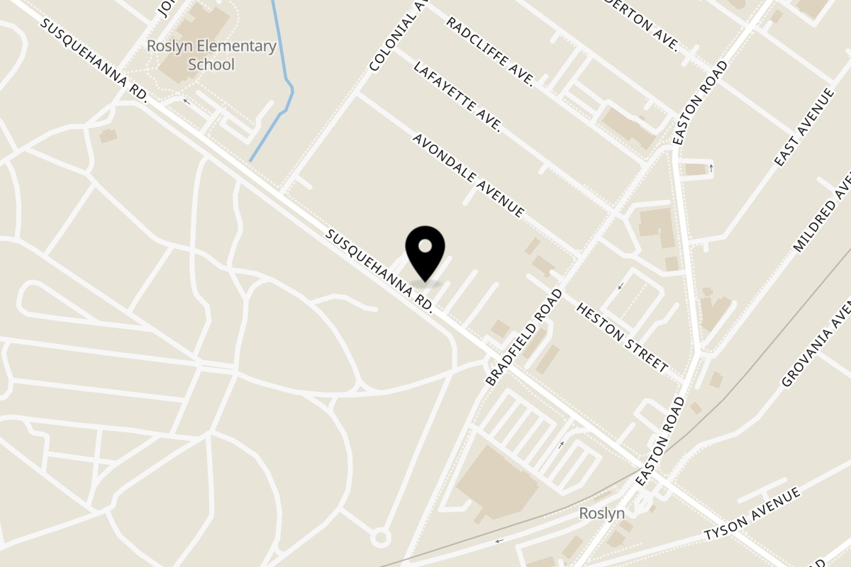 Map showing the location of Roslyn Pizza on 2437 Susquehanna Rd in Roslyn